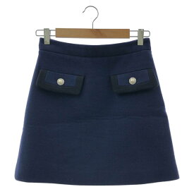 miu miu / ミュウミュウ | パールボタン ウール スカート | 38 | ネイビー | レディース