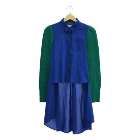 【美品】 sacai / サカイ | 2021AW | Suiting Mix Shirt ニット ドッキング シャツ | 1 | ブルー/グリーン | レディース