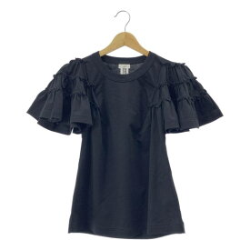 【美品】 noir kei ninomiya / ノワールケイニノミヤ | 2020AW | フリルフレアスリーブ コットン カットソー | S | ブラック | レディース