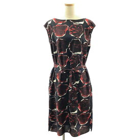 PS Paul Smith / ピーエスポールスミス | バラ フラワープリント ノースリーブワンピース | ネイビー/ホワイト/レッド | レディース