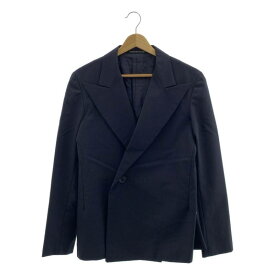 YOHJI YAMAMOTO +NOIR / ヨウジヤマモトプリュスノアール | ウール モヘア ストライプ ピークドラペル ジャケット | 3 | ネイビー | レディース