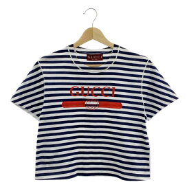 【美品】 GUCCI / グッチ | インターロッキング ロゴ プリント Tシャツ カットソー | S | ネイビー/ホワイト | レディース