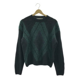 Christian Dior / クリスチャンディオール | カシミヤ シルク モヘア アーガイル柄 クルーネックニット | 34 | ブラック | レディース