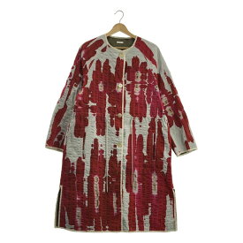 TELMA / テルマ | プリント リバーシブル ノーカラー コート | 36 | レッド/ライトグレー | レディース