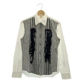 tao COMME des GARCONS / タオコムデギャルソン | 2009AW | コットン チェック フリンジ シャツ | S | ブラック/ホワイト | レディース