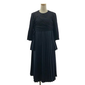 【美品】 noir kei ninomiya / ノワールケイニノミヤ | 2018AW | ウールトップス ドッキング プリーツ プルオーバー ワンピース | M | ネイビー | レディース