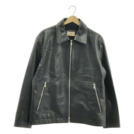 【美品】 HERMES / エルメス | 2023AW | カーフスキン レザーブレード刺しゅう ジャケット | 50 | ブラック | メンズ