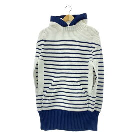 sacai / サカイ | 2023SS | Horizontal Stripe Knit Cape ボーダー スリーブレス フーデッドニット | 1 | ネイビー/ホワイト | レディース