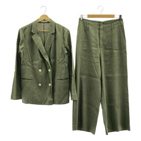 BEIGE， / ベイジ | セットアップ リネン ストライプ ジャケット スラックス | 4 | カーキ | レディース