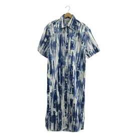 SUKU HOME / スクホーム | コットン マーブルプリント シャツワンピース | S | ブルー/ホワイト | レディース