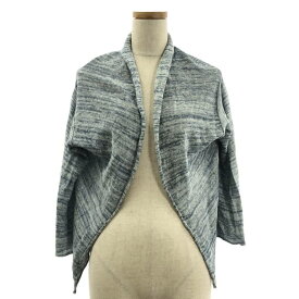 【美品】 DANIELA GREGIS / ダニエラグレジス | リネン ボタンレス ニット カーディガン | F | ネイビー/ホワイト | レディース