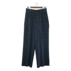 HED MAYNER / ヘドメイナー | 2023SS | Elongated Trousers リネン ウール 2タック ワイドスラックス | S | ネイビー | メンズ