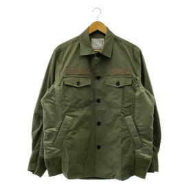 【美品】 sacai / サカイ | 2021SS | Cotton Oxford Nylon Twill Shirt コットン オックスフォード ナイロン ツイル ミリタリー シャツ | 3 | カーキ | メンズ