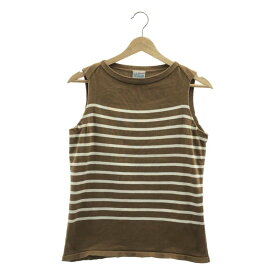 Letroyes / ルトロワ | コットン ボーダー ノースリーブ ニット トップス タンクトップ | 2 | ブラウン/ホワイト | レディース
