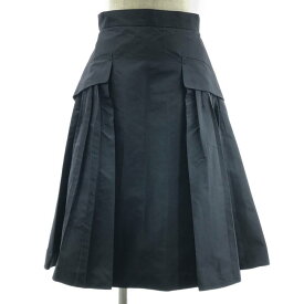 PRADA / プラダ | サイドポケット タック フレア ロングスカート | 38 | ブラック | レディース