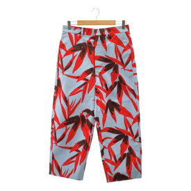 【美品】 MARNI / マルニ | コットン プリント ワイドパンツ | 40 | ライトブルー/レッド | レディース