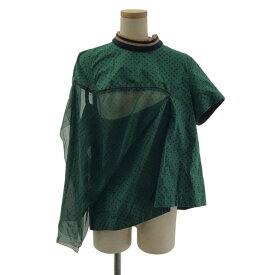 sacai / サカイ | Polka Dot Top ドット シアー ブラウス シャツ | 1 | グリーン/ブラック/ベージュ | レディース