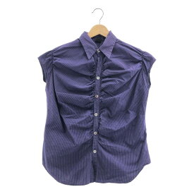 Y's / ワイズヨウジヤマモト | コットン ストライプ ギャザー シャツ | 2 | パープル/ホワイト | レディース