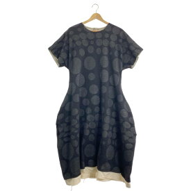COMME des GARCONS / コムデギャルソン | ウール ドット 変形 立体 カットオフ オーバー ドレス ワンピース / 総裏地 | M | ブラック | レディース