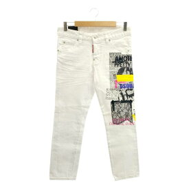 【美品】 DSQUARED2 / ディースクエアード | ペイント レース装飾 デニムパンツ | 36 | ホワイト/マルチカラー | レディース