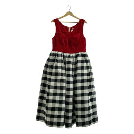 COMME des GARCONS / コムデギャルソン | チェック ベロア 切替 ボリューム ドレス スカート | レッド/ホワイト/ブラック | レディース