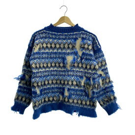 Maison Margiela / メゾンマルジェラ | 2022SS | INTARSIA SWEATER ダメージ加工 ニット | M | ブルー/ホワイト/ブラック | レディース