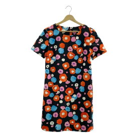 marimekko / マリメッコ | FIONA / 総柄 ポケット付き バックジップ ドレス ワンピース | 34 | ブラック/ボルドー | レディース