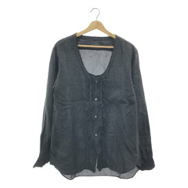 COMME des GARCONS HOMME PLUS / コムデギャルソンオムプリュス | 2017SS | キュプラ フリル ノーカラーシャツ | M | ブラック | メンズ