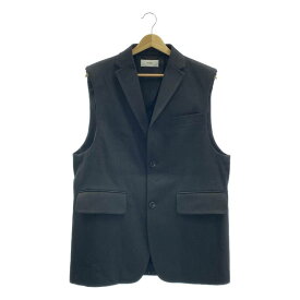 【美品】 HYKE / ハイク | 2023AW | DOUBLE CLOTH VEST / オーバーシルエット ロゴボタン スリーブレス ジャケット ベスト | ブラック | レディース