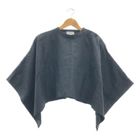 HYKE / ハイク | LINEN PONCHO リネン ポンチョ オーバーサイズ プルオーバー ブラウス | ブラック | レディース