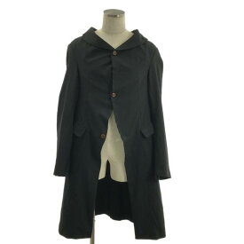 【美品】 COMME des GARCONS HOMME PLUS / コムデギャルソンオムプリュス | 2020SS | ポリエステル 製品加工 変形 シングル ロングジャケット コート | M | ブラック | メンズ