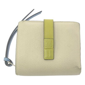 LOEWE / ロエベ | SGC COMPACT ZIP WALLET / アナグラム ロゴ レザー コンパクト ウォレット 財布 | オフホワイト/ブルー/イエロー系 | レディース