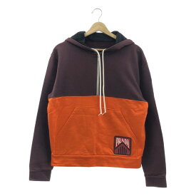 【美品】 PRADA / プラダ | バイカラー ハーフジップ パーカー | S | オレンジ / ボルドー | レディース