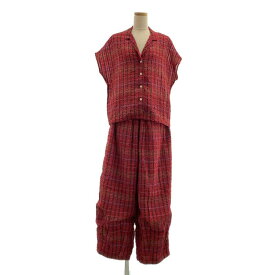 【美品】 Needles / ニードルス | セットアップ French Sleeve Blouse - RE/R Chiffon Sucker Plaid オープンカラーシャツ / ヒザデル ワイド バルーンパンツ / 総裏地 | 2 | ボルドー系 | レディース
