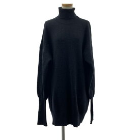 Maison Margiela / メゾンマルジェラ | 2018AW | ウール レザーエルボーパッチ タートルネック ロングニット セーター | M | ブラック | レディース