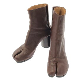 【美品】 Maison Margiela / メゾンマルジェラ | 2021AW | Tabi / タビ レザー チャンキーヒール ショートブーツ ブーティ 足袋 | 38 | ブラウン | レディース