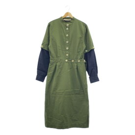 MARNI / マルニ | コットンポプリン 袖切替 スタンドカラー シャツワンピース | 42 | カーキ | レディース