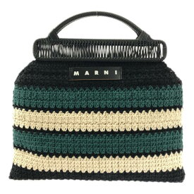 【美品】 MARNI / マルニ | MARKET CROCHET BAG / クロシェ ニット ハンドバッグ | グリーン/ブラック/アイボリー系 | レディース
