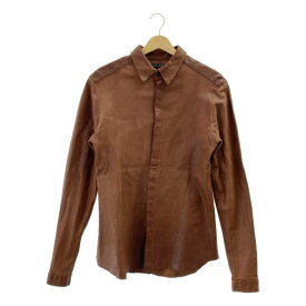 【美品】 FRANK LEDER / フランクリーダー | 羊革 ラムレザー メタルボタン シャツ ジャケット | XS | ダークブラウン | メンズ