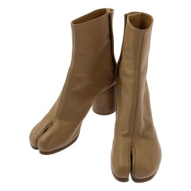 【美品】 Maison Margiela / メゾンマルジェラ | tabi / タビ レザー チャンキーヒール ショートブーツ ブーティ 足袋 | 37 | ベージュ | レディース