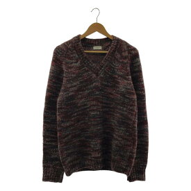 DRIES VAN NOTEN / ドリスヴァンノッテン | ウール モヘア アルパカ混 メランジ Vネックニット | M | ワインレッド | メンズ