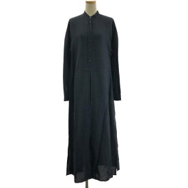 JIL SANDER / ジルサンダー | レーヨン リネン バンドカラー シャツワンピース | 32 | ネイビー | レディース