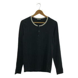 【美品】 Dior homme / ディオールオム | コットン ロゴ刺しゅう ヘンリーネック カットソー | 46 | ブラック | メンズ