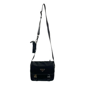 【美品】 PRADA / プラダ | 2VD034 PATTINA Re-Nylon ナイロン サフィアーノレザー ショルダーバッグ | ブラック | レディース