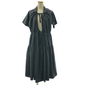 【美品】 tricot COMME des GARCONS / トリココムデギャルソン | 2020SS | 変形 丸襟 ギャザー ボリューム ワンピース | S | ダークネイビー | レディース