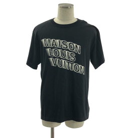 【美品】 Louis Vuitton / ルイヴィトン | コットン シルク ロゴ インターシャ ニット セーター | L | ブラック | メンズ