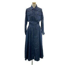 SINME / シンメ | ドット デニム ロング シャツワンピース | S | インディゴ | レディース