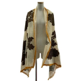 DRIES VAN NOTEN / ドリスヴァンノッテン | ビジュー装飾 エンブロイダリー フリンジ 大判 ストール | ベージュ系