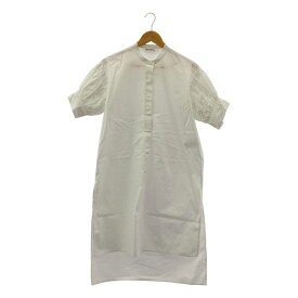 JIL SANDER / ジルサンダー | コットン ギャザースリーブ バンドカラー ワンピース | 32 | ホワイト | レディース