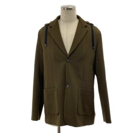 【美品】 LOEWE / ロエベ | アナグラム レザーパッチ ウール フーデッド テーラードジャケット | 46 | カーキ | メンズ